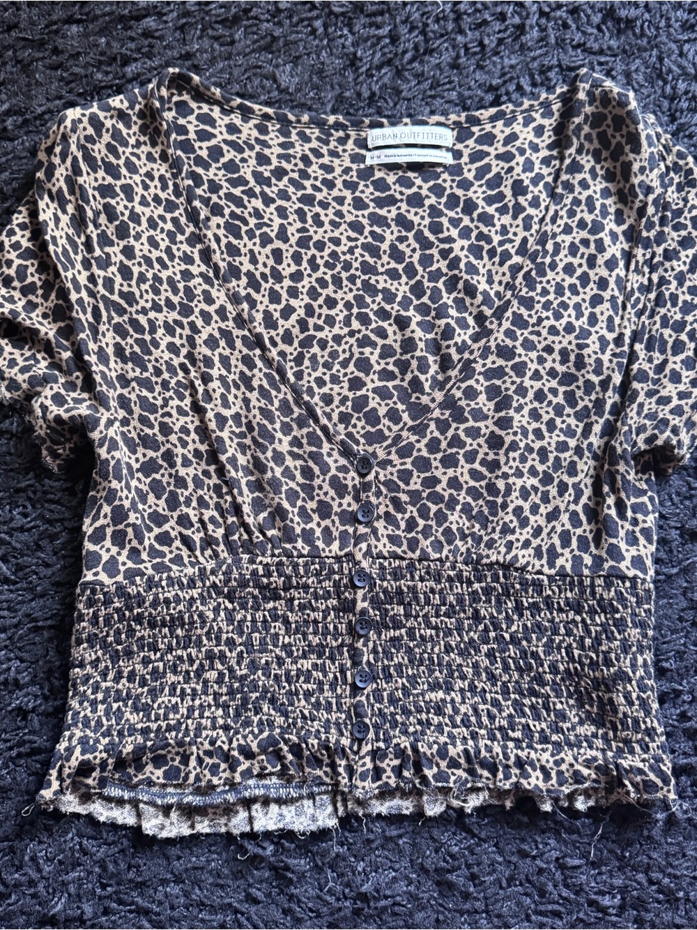 Urban Outfitters Leopard Print Button Front Top - Black & Tan